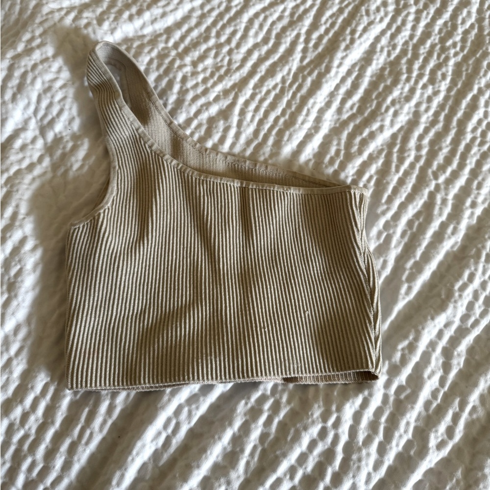 Babaton sculpt knit one shoulder cropped tank
